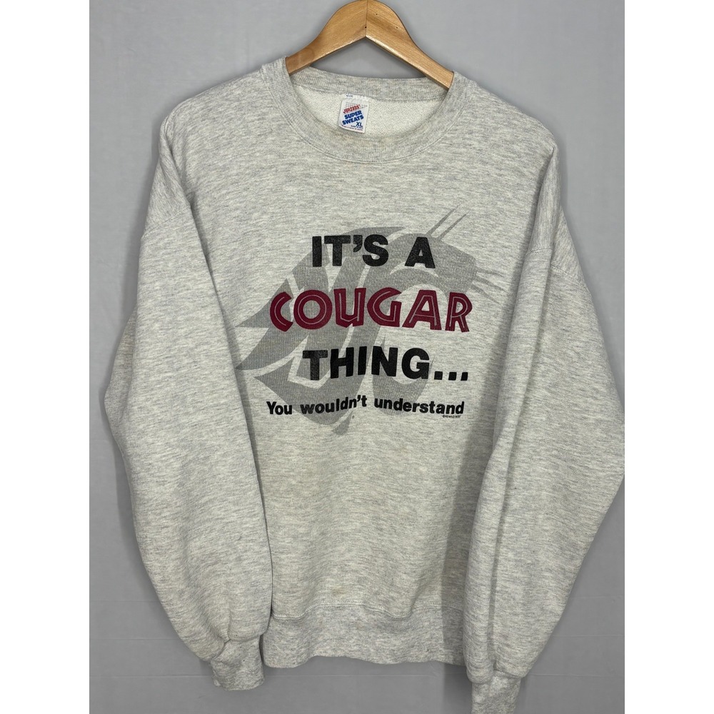 Washington State Cougars Sweatshirt Mens XL Gray Jerzees Vintage 90s Crewneck